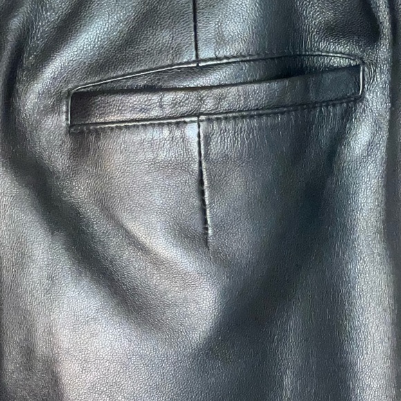 WilliSmith collection lamb skin black leather pants back pocket size 10 soft - Picture 5 of 7